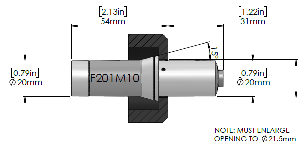 Tornos F20-201 collet with brass setting ring